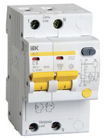Выключатель автоматический дифференциального тока АД12 2п 6А C 10мА тип AC (3 мод) | MAD10-2-006-C-010 IEK (ИЭК)
