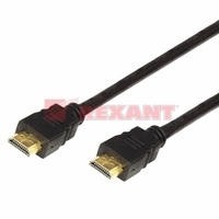 Шнур HDMI - с фильтрами, длина 3 метра (GOLD) (PVC пакет) | 17-6205 REXANT gold 3м купить в Москве по низкой цене
