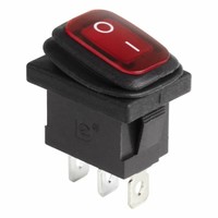 Выключатель клавишный 250V 6А (3с) ON-OFF красный с подсветкой Mini ВЛАГОЗАЩИТА | 36-2175 REXANT