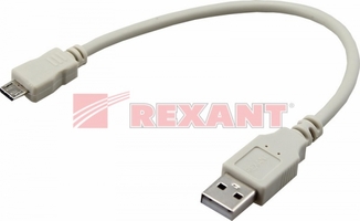 Кабель micro USB (male) штекер - USB-A штекер, длина 0,2 метра, белый (PE пакет) | 18-1162 REXANT Шнур купить в Москве по низкой цене