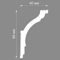 Плинтус потолочный полистирол ударопрочный Format 08018D белый 40x69x2000 мм