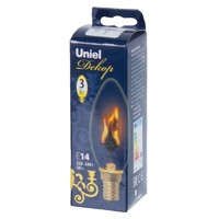 Лампа накаливания Uniel E14 220-240 В 3 Вт свеча с эффектом пламени