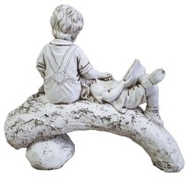 Фигура садовая «Девочка и мальчик на бревне» высота 47 см