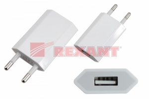 Устройство зарядное USB для iPhone/iPad (1000mA 5V) Rexant 18-1194 Сетевое белое V 1000 mA) купить в Москве по низкой цене