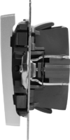 Выключатель встраиваемый Werkel 2 клавиши, цвет серебряный рифленый