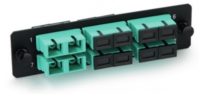 Панель FO-FPM-W120H32-12LC-AQ для FO-19BX с 12 LC адаптерами, волокон, многомод OM3/OM4, 120x32 мм, адаптеры цвета аква (aqua) | 47885 Hyperline а aqua цена, купить