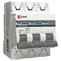 Автоматический выключатель EKF PROxima 3 П 20 А С 6 kA ВА 47-63 mcb4763-6-3-20C-pro модульный 3п C 6кА трехполюсный цена, купить